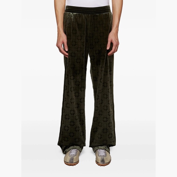 size M Givenchy Velvet Sweat Pants Green Monogram - Picture 3 of 9